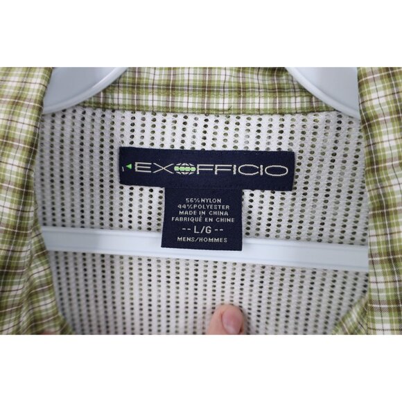 ExOfficio Mens Large Vented Double Pocket Hiking Trekking Button Shirt Plaid - Picture 11 of 16